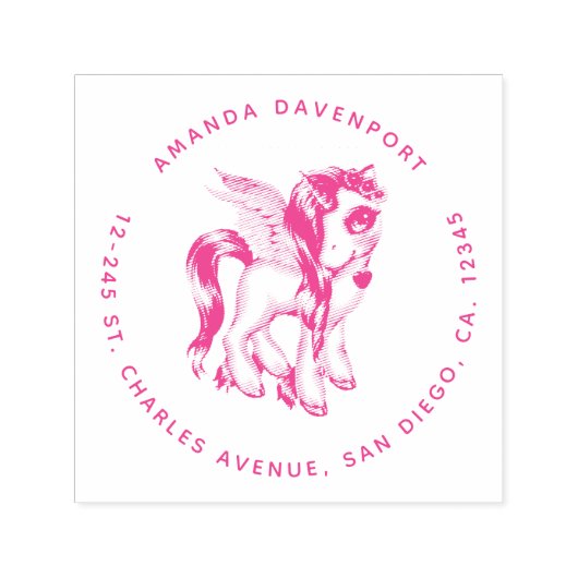 Mooie Unicorn met Fancy manie en staart Zelfinktende Stempel (Design)