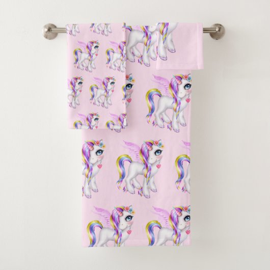 Mooie Unicorn met Rainbow Mane Pattern Bad Handdoek (Insitu)