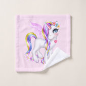 Mooie Unicorn met Rainbow Mane Pattern Bad Handdoek (Wasdoekje)