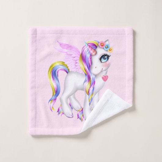 Mooie Unicorn met Rainbow Mane Pattern Bad Handdoek (Wasdoekje)