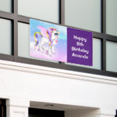 Mooie Unicorn met regenboogkleuren op zaterdag Spandoek (Buitenkant Gebouw)