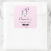 Mooie Unicorn met regenboogmane en lantaarnkaarde Vierkante Sticker (Tas)