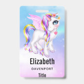 Mooie Unicorn met regenboogmane en staart Badge (Back)