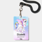Mooie Unicorn met regenboogmane en staart Badge (Back with Lanyard)