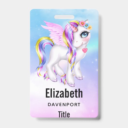 Mooie Unicorn met regenboogmane en staart Badge (Front)