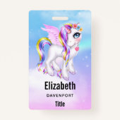 Mooie Unicorn met regenboogmane en staart Badge (Voorkant)