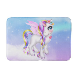 Mooie Unicorn met regenboogmane en staart Badmat