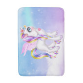 Mooie Unicorn met regenboogmane en staart Badmat (Voorkant Verticaal)