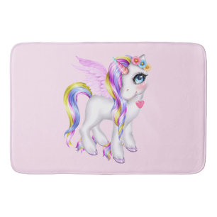 Mooie Unicorn met regenboogmane en staart Badmat