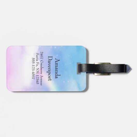 Mooie Unicorn met regenboogmane en staart Bagagelabel (Achterkant horizontaal)