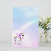 Mooie Unicorn met regenboogmane en staart Briefpapier (Staand voorkant)