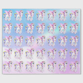 Mooie Unicorn met regenboogmane en staart Cadeaupapier (Vlak)
