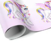 Mooie Unicorn met regenboogmane en staart Cadeaupapier (Rol Hoek)