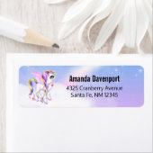 Mooie Unicorn met regenboogmane en staart Etiket (Insitu)