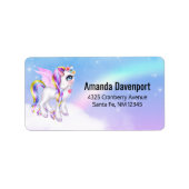 Mooie Unicorn met regenboogmane en staart Etiket (Voorkant)