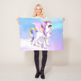 Mooie Unicorn met regenboogmane en staart Fleece Deken