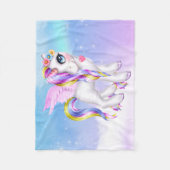 Mooie Unicorn met regenboogmane en staart Fleece Deken (Voorkant)