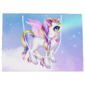 Mooie Unicorn met regenboogmane en staart Groot Cadeauzakje (Achterkant)
