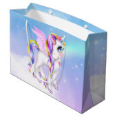 Mooie Unicorn met regenboogmane en staart Groot Cadeauzakje (Achterkant Gekanteld)