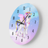 Mooie Unicorn met regenboogmane en staart Grote Klok (Hoek)