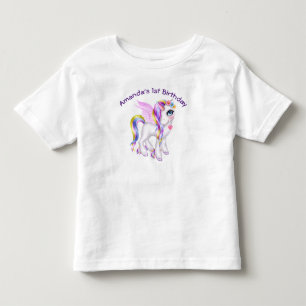 Mooie Unicorn met regenboogmane en staart Kinder Shirts