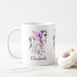 Mooie Unicorn met regenboogmane en staart Koffiemok