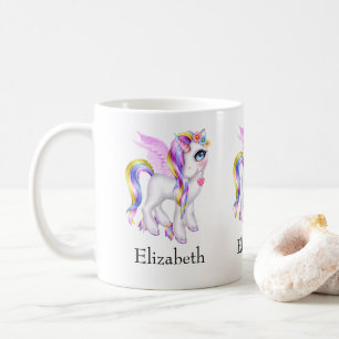 Mooie Unicorn met regenboogmane en staart Koffiemok
