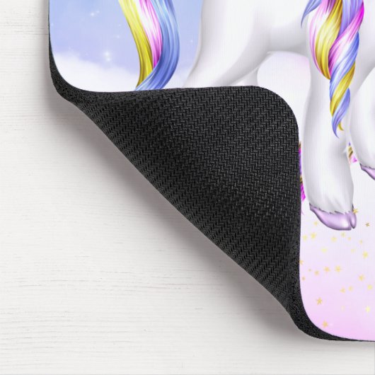 Mooie Unicorn met regenboogmane en staart Muismat (Hoek)
