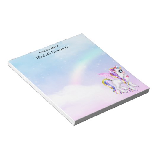 Mooie Unicorn met regenboogmane en staart Notitieblok (Schuin)