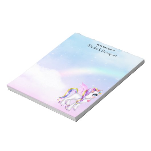 Mooie Unicorn met regenboogmane en staart Notitieblok (Linkerzijde)