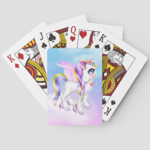 Mooie Unicorn met regenboogmane en staart Pokerkaarten