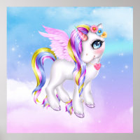 Mooie Unicorn met regenboogmane en staart