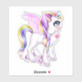 Mooie Unicorn met regenboogmane en staart Sticker (Vel)