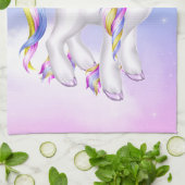 Mooie Unicorn met regenboogmane en staart Theedoek (Gevouwen)