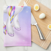 Mooie Unicorn met regenboogmane en staart Theedoek (Quarter Fold)