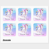 Mooie Unicorn met regenboogmane en staart Vierkante Sticker (Vel)