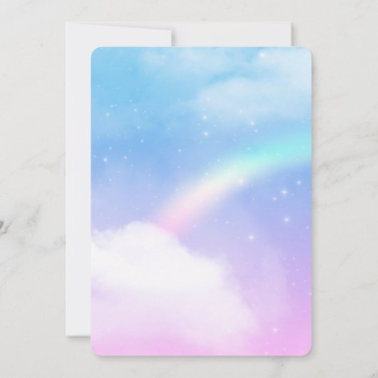 Mooie Unicorn met regenboogmane Shower Save The Date (Achterkant)