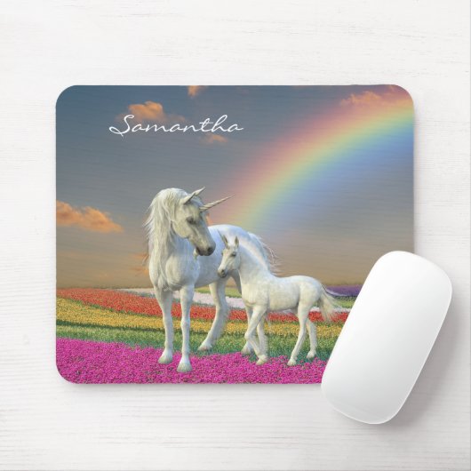 Mooie Unicorn-moeder en foelenbloem Muismat (Met muis)