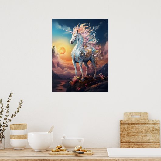 Mooie Unicorn Poster (Keuken)