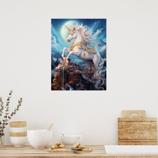 Mooie Unicorn Poster (Keuken)