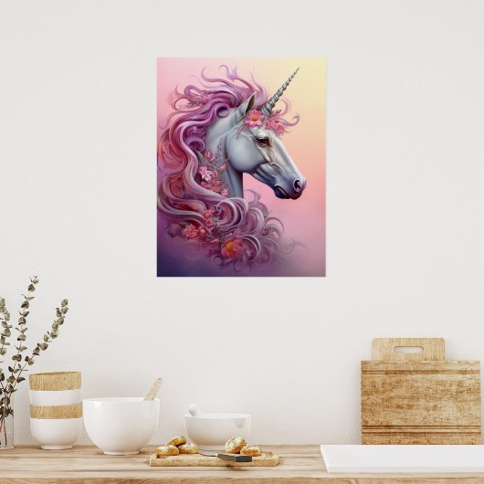 Mooie Unicorn Poster (Keuken)