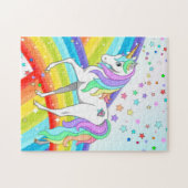Mooie Unicorn, regenboog en sterren Jigzaag Puzzle Legpuzzel (Horizontaal)