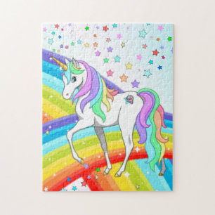 Mooie Unicorn, regenboog en sterren Jigzaag Puzzle Legpuzzel