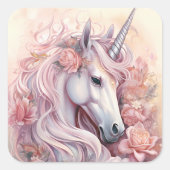 Mooie Unicorn Vierkante Sticker (Voorkant)