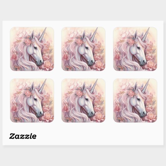 Mooie Unicorn Vierkante Sticker (Vel)