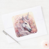 Mooie Unicorn Vierkante Sticker (Envelop)