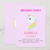 Mooie Unicorn voor lichtroze 6-de-verjaardag Kaart (Voorkant / Achterkant)