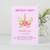 Mooie Unicorn voor lichtroze 6-de-verjaardag Kaart (Staand voorkant)