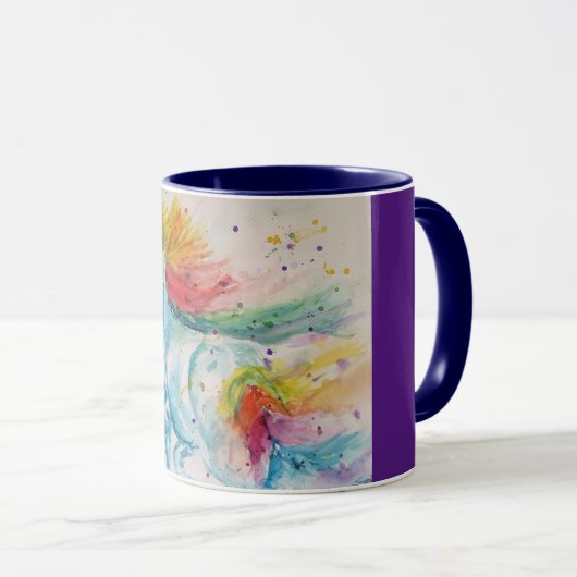 Mooie Unicorn Waterverf kunst Meisjes Dames Mok (Voorkant rechts)