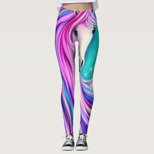 Mooie Unicorns volledig stromende grafische kaart Leggings (Voorkant)
